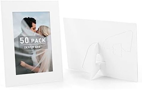 Golden State Art, Pack Of 50, 4X6 Paper Picture Frames With Easel, Paper Photo Frame Cards, Diy Cardboard Photo Frame (White)