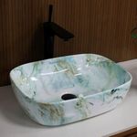 BASSINO Art Wash Basin Countertop, Tabletop Ceramic Bathroom Sink/Basin (SKY BLUE MARBLE) (455X325X145 MM)