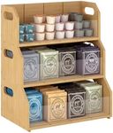 StorageWorks 3 Layer Stackable Bamboo Tea Bag Organizer, Tea Organizer for Tea Bags, Tea Box Organizer Storage Box with 12 dividers, Tea Holder, Wood Tea Box for Cabinet and Pantry