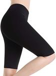 Women Under Dress Tight Shorts Stretch Knee Length Pants Thin Yoga Short Leggings, Black, 3X-Large