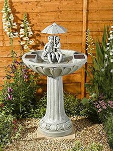 Garden Mile Fuentes de Agua solares, Hermosa característica de Agua rústica, Adornos de Agua solares de jardín también se Pueden Utilizar como un baño de pájaros para tu jardín o Patio (Chatsworth)