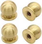 Kyuionty 4 Pcs 1/2 Inch (12mm) Diameter Round Solid Brass Cabinet Knobs, Small Brass Drawer Pulls Knobs for Kitchen, Dresser, Jewelry Box (Gold)