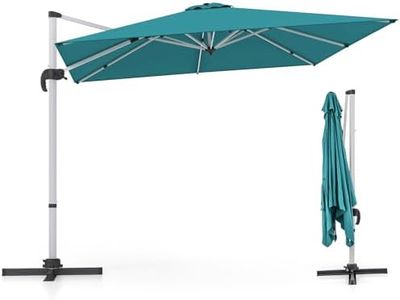 GOPLUS Parasol de Jardin Exterieur, Parasol Déporté 3x3M avec Poteau en Aluminium, UPF50+, Parasol Inclinable à 5 Positions & Rotatif à 360°, Parasol Patio, Piscine, Bleu