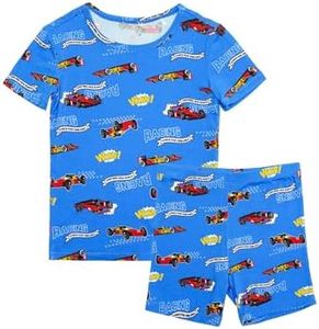 EASWEET Bamboo Viscose Toddler Boys Pajamas Short Set 2-6Y,Racer Rally,5T