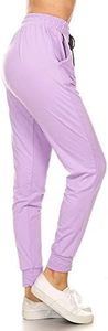 Leggings Depot Women's Printed 3-Stripes Activewear Jogger Track Cuff Sweatpants Inner Pockets (Lilac, Large)