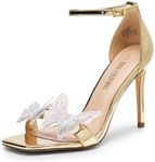 DREAM PAIRS Lace Up High Heels Stilletos Heels for Women Strappy Gladiator Open Square Toe Heels Fashion Dressy Heels Wedding Bridal Pumps Sandals Shoes,Size 8,Gold-Pat,SDHS2403W-1