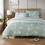 Olivia Rocco Easy Care Printed Duvet Cover Set 100% Polyester Breathable Stylish Comforter Reversible Quilted Bedding Bed Sets With Pillowcases MEADOW DUVET SET, SAGE GREEN DOUBLE