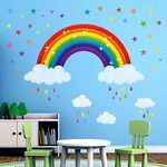 DECOWALL BS-114 Rainbow Wall Stickers Colorful Star Clouds Decals for Kids Girls Nursery Bedroom Living Room Removable Decor Home Art Decoration