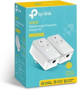 TP-Link AV600 Powerline Adapter Kit – Passthrough, Ethernet, UK Plug