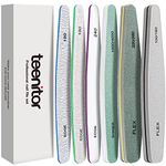 Teenitor Nail File and Buffer Set, 6 Count Nail Files & Nail Buffer Blocks for Natural Nails, Emery Boards for Nails, 100/180 Grit Nail Files for Acrylic and Gel Nails 240 Grit Nail Files