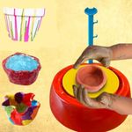 ToyMagic Pottery Wheel Art Set|Complete Pottery Set for Beginners|Pot Making Machine with Clay, Colors, Brush & Sculpting Kit|Learning & Activity Toy for Kids|Made in India, Multicolor