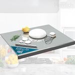 Herrlich Homes 304 Stainless Steel Chopping Board with Lip for Kitchen | Free Rollin Pin | Non Slip| Rust Proof | Easy to use| Round Edge| For Cutting Vegetables, Meat,Fish,Fruits | Large | 50 x 38 cm