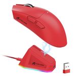 LexonElec x ATTACK SHARK X11 Wireless Gaming Mouse with RGB Magnetic Charging Dock, PixArt PAW3311 Sensor, Lightweight 59g Tri-Mode Gaming Mouse, Wired/2.4G/BT, Up to 22K DPI for PC/Mac-Red