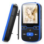 64GB MP3 Player with Clip Bluetooth 5.3 Portable Music Player for Kids with FM Radio, Pedometer, Voice Recorder, Shuffle and Repeat, Weighs Only 28g for Sport and Running, TF Card Up to 128G(Blue)
