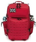 QT&QY Red Military Tactical Backpacks For women CCW Army Laser cut Molle Daypack 45L Large 3 Day Bug Out Bag Gym Rucksack With Bottle Holder medical Rucksack