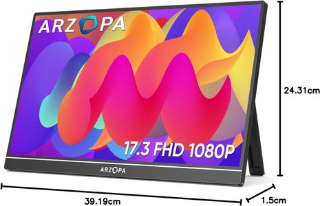 ARZOPA 17.3" Portable Monitor – FHD HDR IPS, USB-C/HDMI, Kickstand