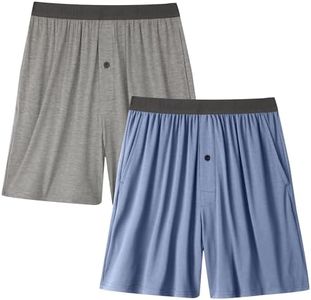 BAMBOO COOL Men's Pajama Shorts Mens Sleep Shorts Soft Breathable Lounge Comfy Sleepwear Pajamas Bottoms with Pockets 2 Pack