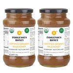 INDIGENOUS HONEY Raw Organic Honey Unprocessed USDA Certified Unfiltered Unpasteurized Pure Natural Original Honey - 500 g Glass Jar (Pack of 2)