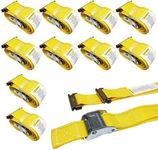 10 Pack E-Track Cam Buckle Straps 2" x 12' x 2,500 lbs Strength for Cargo Tie Down in Enclosed Trailer & Van by KODIAK STRAPS