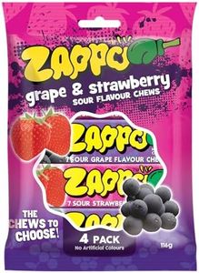 ZAPPO Sour Grape & Strawberry Chews - 4 Pack (116g)