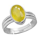 Clara Yellow Sapphire Pukhraj 5.5cts or 6.25ratti Stone Silver Adjustable Ring for Men