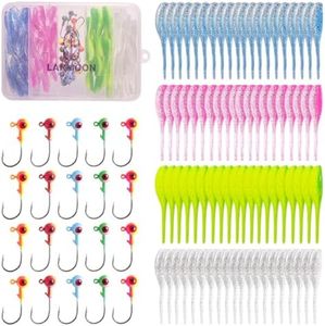 100pcs Crappie Lures Kit, Crappie Jig Heads and Crappie Baits Soft Plastic Fishing Lures for Crappie