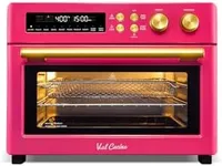 VAL CUCINA Limited Edition Happy Pink Infrared Heating Air Fryer Toaster Oven, Extra Large Countertop Convection Oven 10-in-1 Combo, 6-Slice Toast, Enamel Baking Pan Easy Clean with Recipe Book