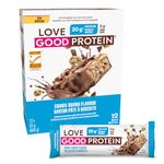 Love Good Fats High Protein Bars, Cookie Dough - Whey Protein and Collagen - 20g Protein includes 2g Sugar - Chocolate Coating - Low Carb, Low Sugar, Keto Friendly, 12 Pack