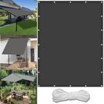 Sun Shade Sail Rectangle 1.4 x 2.6 m(4.6 x 8.5ft) Waterproof Privacy Screen with Free Rope UV Block Weather-Resistant with Grommets Pes Sail Shades Fence Pergola Balcony, Dark Grey