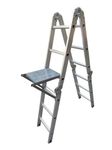 Amaze (260 Cm Long with Platform Planks and Work Shelf) Folding Multipurpose House Hold Industrial Multi Utility Aluminium Step Self Supported Platform Ladder (8.5')