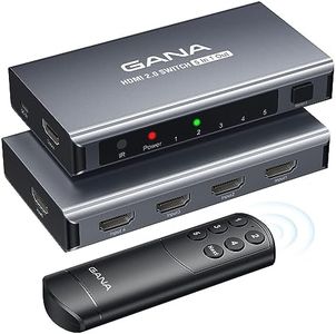 GANA HDMI Switch 5 in 1 Out 4K@60Hz, HDMI Splitter with Remote Selector, Compatible with PS5/4, Xbox, Nintendo Switch, Roku, TV, Fire Stick