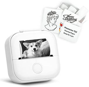 Memoqueen T02 Pocket Thermal Photo Printer with White Adhesive Thermal Paper, Sticker Paper Printer Paper, 1.96" x 11.4' (50mmx3.5m/Roll), Compatible with iOS & Android