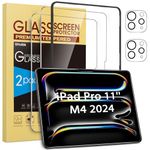 SPARIN Screen Protector for iPad Pro 11 Inch M4 2024 (5th Generation), with Camera Lens Protector & Alignment Frame, Case Friendly/Apple Pencil Compatible Tempered Glass [2+2 Pack]