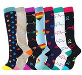 YYW Compression Socks for Men & Women 7 Pairs Best for Running Medical Sports Flight Travel Pregnancy 20-25mmHg (Compression Socks 1,L-XL)