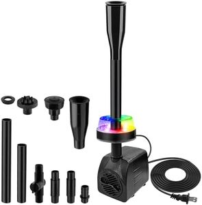 CREPOW 15W 800L/H Submersible Pond Fountain Pump with LED Lights, Ultra Quiet Water Pump, Pond Fountain Pumps for Small Pond, Koi, Garden, Aquariums, Fish Tanks, Indoor Outdoor Fountain 3 Type Nozzles