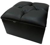 Faux Leather Ottoman/Pouffe/Stool/Storage Box with a Deep Diamante Lid upholstered in 2 Sizes (Medium Size 20" Length, Silver)