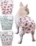 CuteBone Washable Dog Diapers Female No Tail Hole 3 Pack Reusable Doggie Period Training Pants for Docked-Tail Frenchie French Bulldog Boston Terrier Without Tail WWD35XL