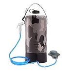 AFISHTOUR Portable Camping Shower Bag - 10L/2.2 Gallons Solar Shower Water Bag with Foot Pump, Hose and Shower Head - Camp Shower for Camping, Beach, Travel, Outdoor Activities (Grey)