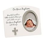 On Your Baptism Ivory Photo Frame with Sentiment & Cross