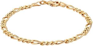 Barzel 18K Gold Plated 4.5MM Figaro Bracelet For Men & Women