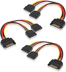 YAODHAOD Cavo Alimentazione SATA 3 PCS, Cavo di prolunga splitter per disco rigido SATA II,15 pin SATA maschio a 15 pin SATA doppia presa, cavo splitter a Y per disco rigido,15 cm
