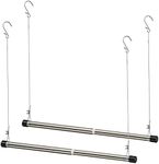 Double Closet Rods for Hanging Clothes, 15 to 39 Inch Adjustable Hanging Closet Bar - Heavy Duty Closet Poles Extender for Wardrobe Storage, Silver