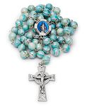 Mondo Cattolico Rosary Beads catholic for Women and Men Blessed During Pope's Angelus, Five Decades Rosary of Our Lady of Miraculous Medal centerpiece - Perfect Catholic gifts, Brass, brass