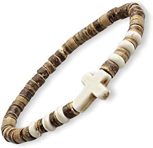Soul Statement Men's Stackable Clay Bead Cross Charm Stretch Bracelet Confirmation Gifts for Teens
