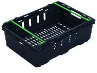 10x 35 Litre Stacking & Nesting Crate Ventilated Crate/Supermarket Storage (600x400x199mm) in Black