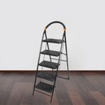 JG Company 5 Step Ladder for Home Use Siddi | Step Ladder for Home Use | Wide Steps ladders (Milano Black, 5 Steps)