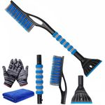 Winter Car Kit, 2-in-1 Detachable Car Snow Brush and Ice Scraper Gloves and Towels for Car Snow Removal Ergonomic Foam Handle for Cars, Trucks and SUV