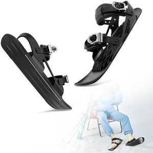 VLBPCR Short Ski Skates for Snow, Adjustable Mini Snowskates, Portable Snowblades, Short Ski Skates, Black
