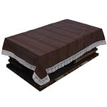 Kuber Industries Wooden Print Exclusive Table Cloth|PVC 4 Seater Center Table cover|Table Sheet for dining, Party, Events|Waterproof Protector|Indoor and Outdoor Use 60x40 (Brown)