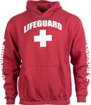 Ann Arbor T-shirt Co. Lifeguard | Red Unisex Uniform Fleece Hoody Sweatshirt Hoodie Sweater Men Women - Hood,S